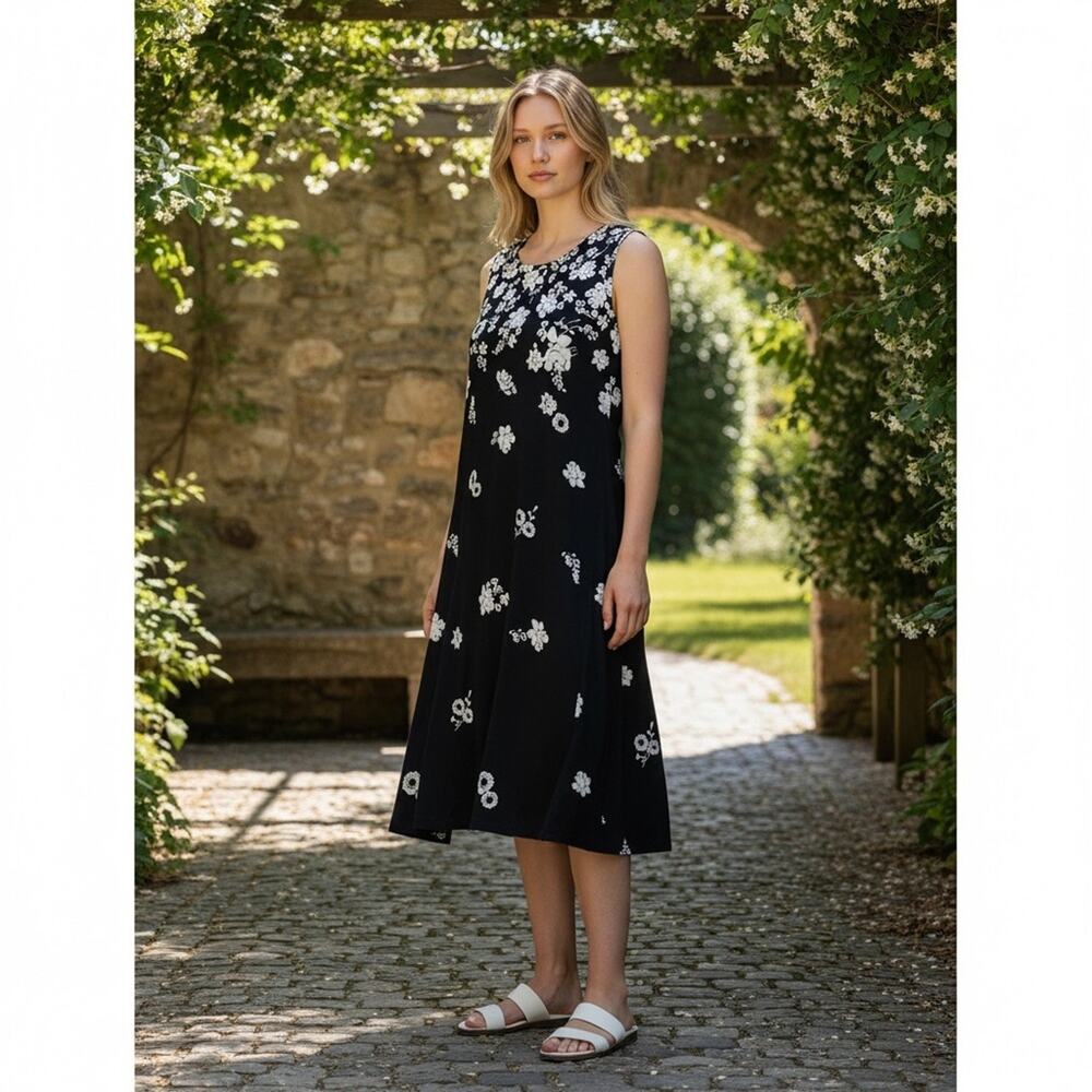 STYLE & CO Women’s Small Black Floral FLIP FLOP DRESS
